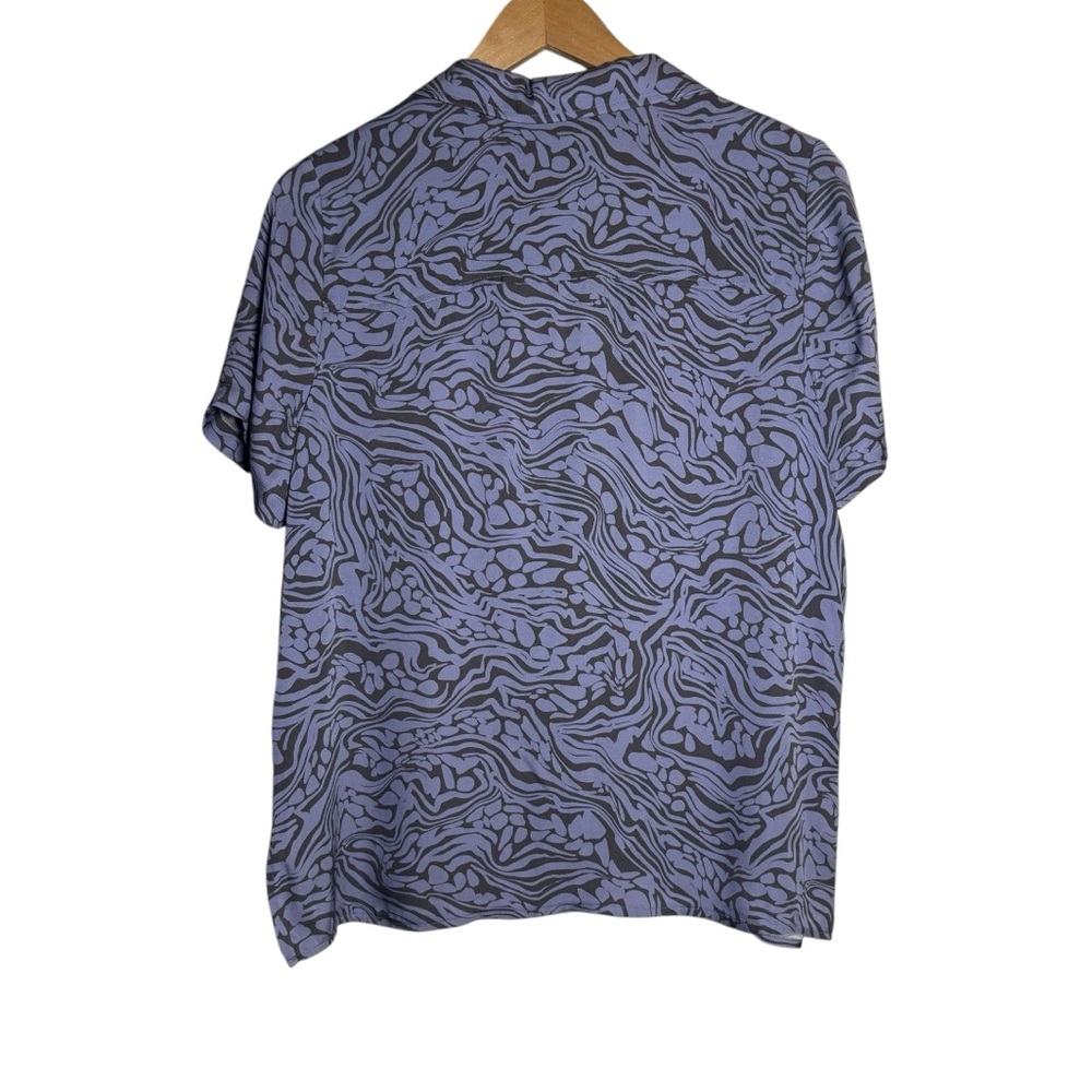 JOHNNY WAS Calme Silk Blend Wavy Print Black Blue Button Down Blouse Women’s S - Picture 3 of 10